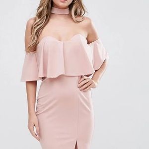 Ginger Fizz size 12 pink cocktail dress, cold shoulder. Perfect for weddings!